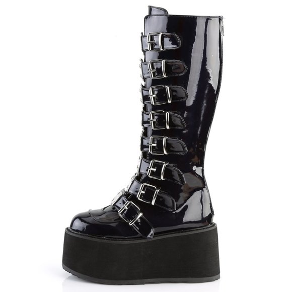 holographic knee high boots